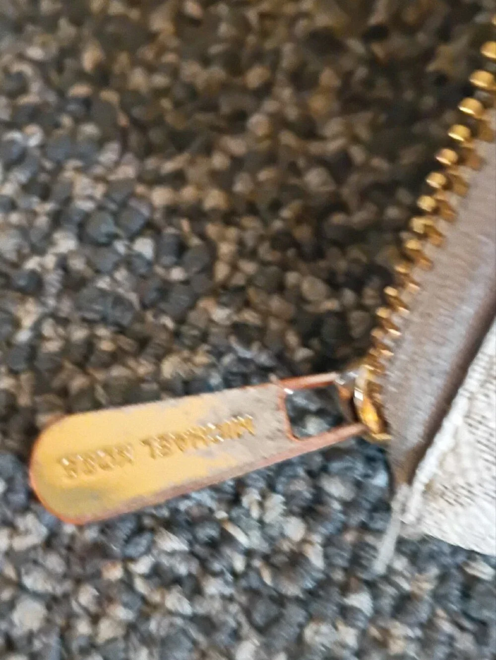 Michael Kors Cream Signature Zip-Around Wallet with Gold Hardware